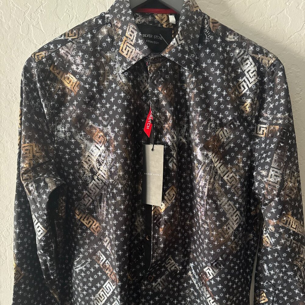Silver Stone Collection Dress Shirt NWT Men’s S $169 MSRP Bold Print